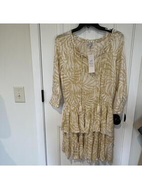 Patrons of Peace Beige and White Patterned Dress Size Large